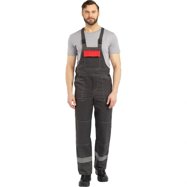 Костюм рабочий летний мужской л20-КПК с СОП серый/красный (размер 96-100 (48-50), рост 182-188) 829810 минпромторг  - МСК «Форвард»