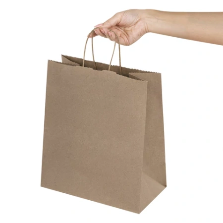 Крафт-пакет бумажный 22х12х25 см, КОМПЛЕКТ 50 шт., крученые ручки, плотность 90 г/м2, LAIMA ECO CRAFT, 609684 - МСК «Форвард»