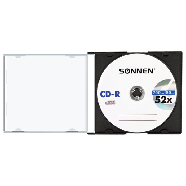Диск CD-R SONNEN 700Mb 52x Slim Case (1 штука), 512572