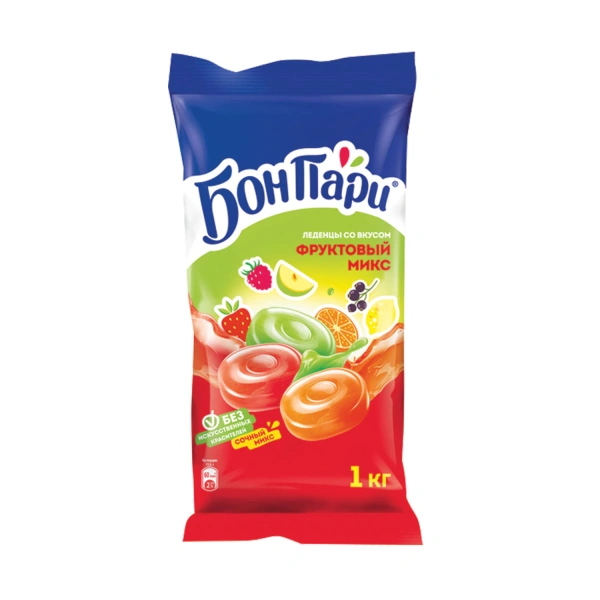 Леденцы БОН ПАРИ "Фруктовый Микс", ассорти 6 вкусов, 1кг, 11625459 620096