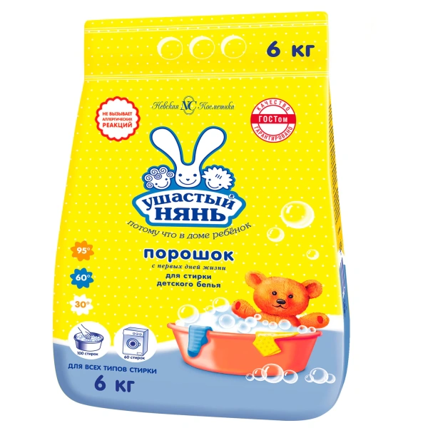 Стиральный порошок для всех типов стирки 6кг УШАСТЫЙ НЯНЬ, 1015  603538