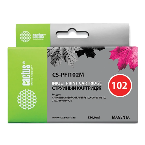 Картридж струйный CACTUS (CS-PFI102M) для CANON iPF500/510/F600/605/650/700, пурпурный CS-PFI102M 362785 под заказ 8 дней
