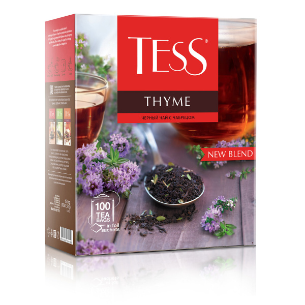 Чай TESS "Thyme" черный с чабрецом и цедрой лимона, 100 пакетиков в конвертах по 2 г, 1185 621967