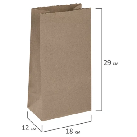 Крафт-пакет бумажный 18х12х29 см, КОМПЛЕКТ 100 шт., плотность 90 г/м2, LAIMA ECO CRAFT, 609683 - МСК «Форвард»