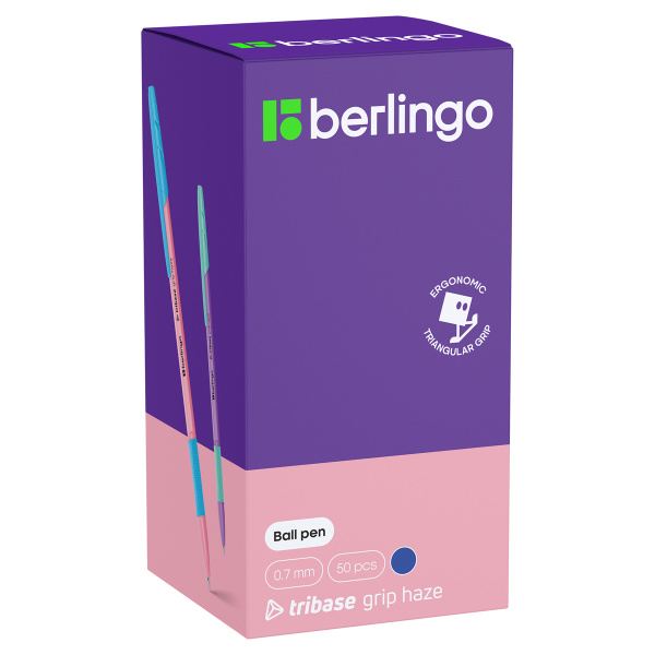 Ручка шариковая Berlingo "Tribase grip haze" синяя, 0,7мм, грип, ассорти CBp_70966 355451 - МСК «Форвард»