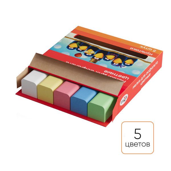 Мелки для асфальта Гамма "Мультики", цветные, 5шт., 5цв., квадратные, картонная упаковка, европодвес 2304191 285028 - МСК «Форвард»