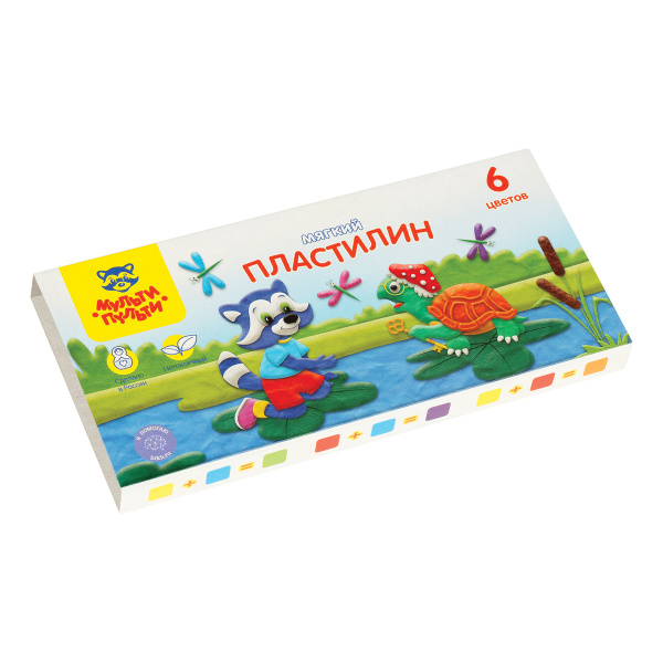 Пластилин Мульти-Пульти "Енот в сказке", 06 цветов, 72г, со стеком, картон МП_41707 328892