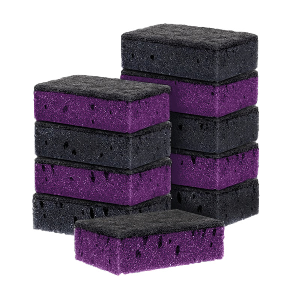 Губки для посуды OfficeClean "Премиум", крупнопористый поролон с абразивным слоем, фиолетовые/черные, 9*6*3,8см, 10шт 385607 - МСК «Форвард»