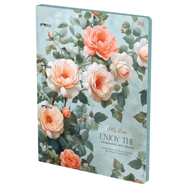 Тетрадь на кольцах А4, 120л., BG "Розы", картон, матовая ламинация 382717 - МСК «Форвард»