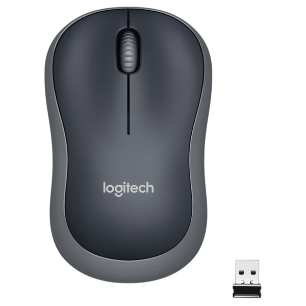 Мышь беспроводная LOGITECH M185, 2 кнопки+1 колесо-кнопка, оптическая, черно-серая, 910-002238 511453