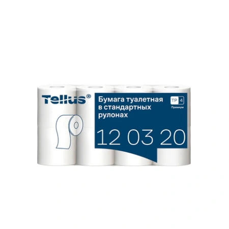 Бумага туалетная Tellus/TORK (Система T4) PREMIUM, спайка 8 рулонов по 23 метра, 2-слойная, белая, 120320 127835 - МСК «Форвард»