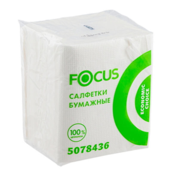 Салфетки бумажные 100шт в пачке 20х24 см Focus Economic Choice 1-сл белые 5078436/50202779 1708461 минпромторг