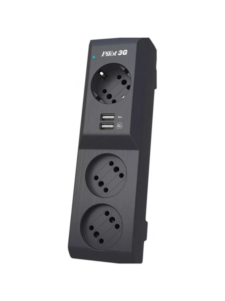 Сетевой фильтр ZIS Pilot 3G на 3 розетки (3 евро+2 USB) 3 метра черный 1412404 - МСК «Форвард»