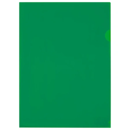 Папка-уголок жесткая прозрачная А4 BRAUBERG UNIVERSAL, зеленая, 0,15 мм, со штрихкодом, 273053 - МСК «Форвард»