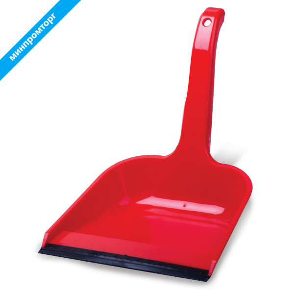 Совок для мусора, высокая рукоятка 20 см, резиновая кромка, пластик, цвет ассорти, 416, ПОЛИМЕРБЫТ 434160065 601331