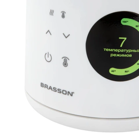 Чайник с двойными стенками, терморегулятором и дисплеем BRASSON (БРАССОН) KT-264, 1,5 л, 2200 Вт, 7 температурных режимов, белый, 455193 - МСК «Форвард»