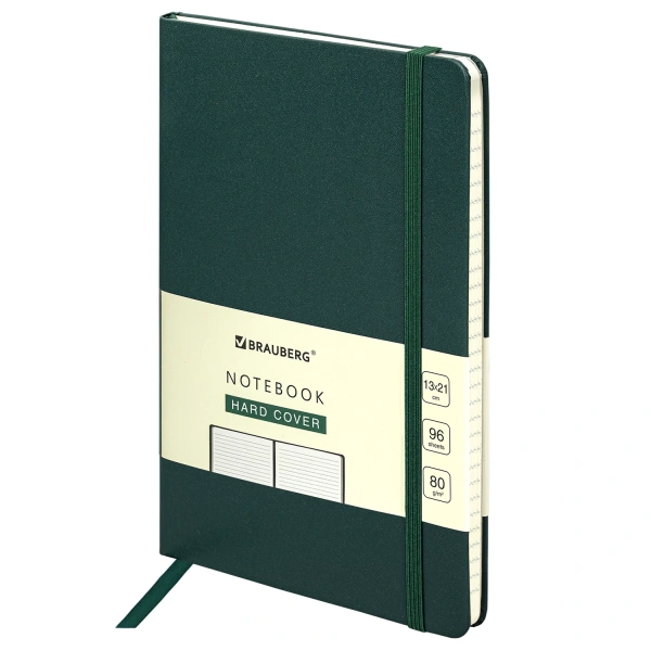 Блокнот А5 130х210мм, BRAUBERG ULTRA, балакрон, 80г/м2, 96л, линия, темно-зеленый, 113047