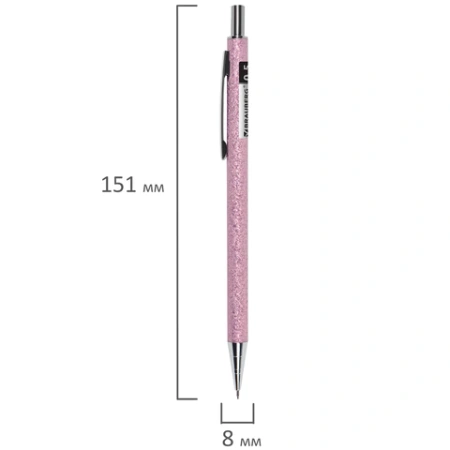 Карандаш механический 0,5 мм + грифели HB 12 штук на блистере, BRAUBERG "ROSE PINK", 181971 - МСК «Форвард»