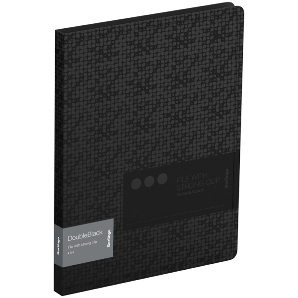 Папка c зажимом Berlingo "DoubleBlack" А4, пластик, 17мм, 600мкм, черная, с внутр. карманом, с рисунком FSc_A4701 299412 - МСК «Форвард»