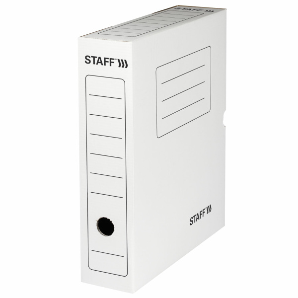 Короб архивный с клапаном А4 (260х325мм), 75мм, до 700л, микрогофрокартон, БЕЛЫЙ, STAFF, 128858
