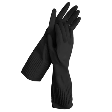 Перчатки МНОГОРАЗОВЫЕ латексные LAIMA, c ДЛИННОЙ МАНЖЕТОЙ 25 см, ЧЕРНЫЕ, размер M (средний), вес 75 г, 700531 - МСК «Форвард»