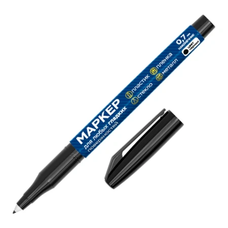 Маркер для любых гладких поверхностей, пленок, стекла, металла, ЧЕРНЫЙ OHP-70, строительный, тонкий наконечник 0,7 мм, RABBITEX, 152658 - МСК «Форвард»