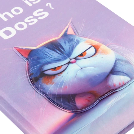 Дневник 1-11 класс 48 л., обложка кожзам (твердая с поролон), 3D-элемент, BRAUBERG, "Суровый кот", 107221 - МСК «Форвард»