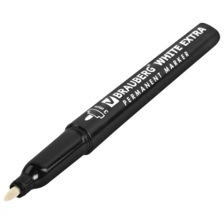 Маркер перманентный BRAUBERG WHITE EXTRA, БЕЛЫЙ, круглый наконечник 3 мм, 152488 - МСК «Форвард»