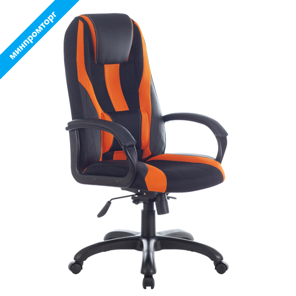 Кресло компьютерное BRABIX PREMIUM Rapid GM-102 , экокожа/ткань, черное/оранж.,532420 GM-102_532420