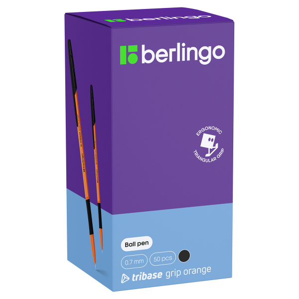 Ручка шариковая Berlingo "Tribase grip orange" черная, 0,7мм, грип корпус оранжевый CBp_70964 355445 - МСК «Форвард»