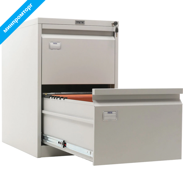 Шкаф картотечный ПРАКТИК "AFC-02" (в713*ш467*г630,мм), 2 ящика для 110 подвесных папок (БЕЗ ПАПОК) 290089