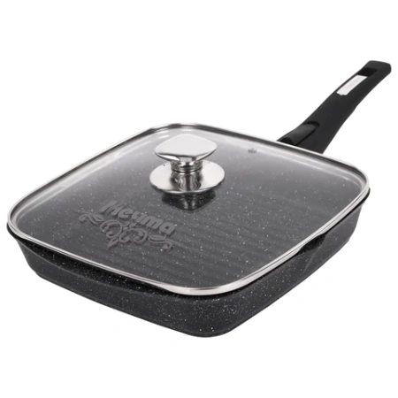 Сковорода ГРИЛЬ квадратная 26 см, съемная soft-touch ручка, крышка, антипригарное покрытие, МЕЧТА "Гранит Black", с066802 700718 - МСК «Форвард»
