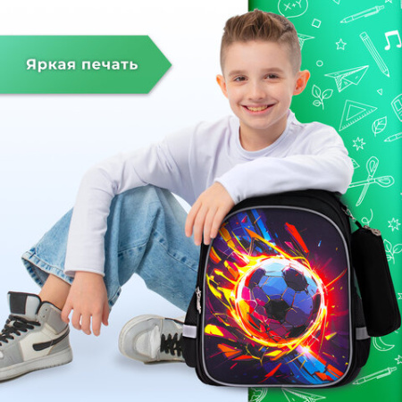 Рюкзак BRAUBERG KIDS MIND с пеналом в комплекте, 2 отделения, "Football", 40х28х18 см, 273178 - МСК «Форвард»
