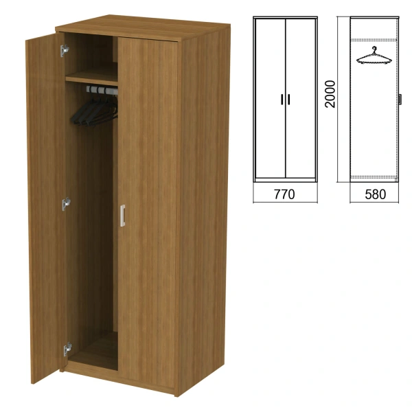 Шкаф для одежды "Арго", 770х580х2000 мм, орех (КОМПЛЕКТ) 981586