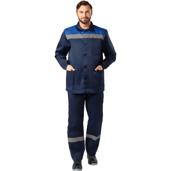 Костюм рабочий летний мужской л16-КБР с СОП синий/васильковый (размер 112-116 (56-58), рост 158-164) 1909481