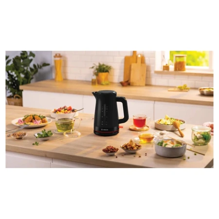 Чайник BOSCH TWK3M123, 1,7 л, 2400 Вт, закрытый нагревательный элемент, пластик, черный 458591 - МСК «Форвард»