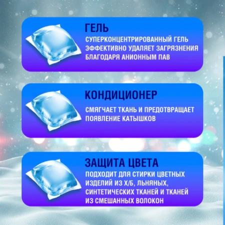 Капсулы для стирки концентрат GIGA PACK с кондиционером 100 шт., АЛЬПИЙСКАЯ СВЕЖЕСТЬ, LAIMA, 608878 - МСК «Форвард»