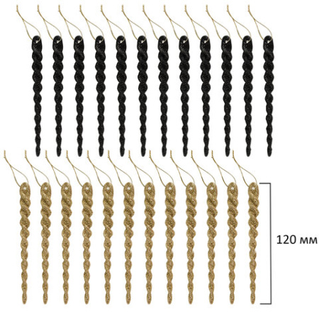 Шары новогодние ёлочные "Black&Gold", НАБОР 130 предметов, черный/золото, пластик, ЗОЛОТАЯ СКАЗКА, 592183 - МСК «Форвард»
