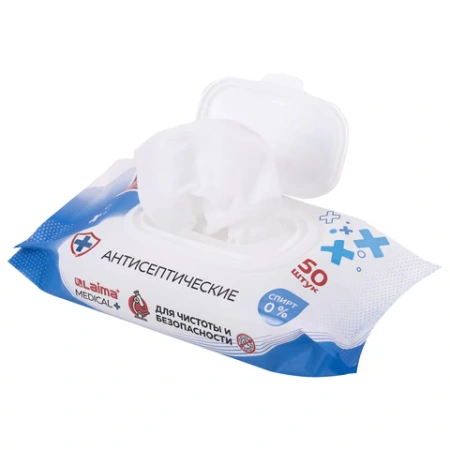Дезинфицирующие салфетки бесспиртовые, для рук и любых поверхностей, 50 шт., LAIMA MEDICAL, 608764 Честный знак! - МСК «Форвард»