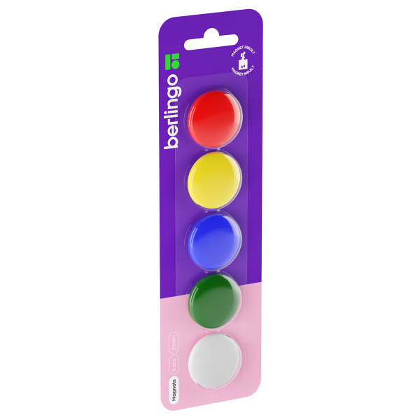 Магнит для досок Berlingo 30мм, 5шт., ассорти, европодвес SMm_03010 135180