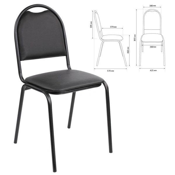 Стул для посетителей РС00Л, черный каркас, кож.зам черный, 531892