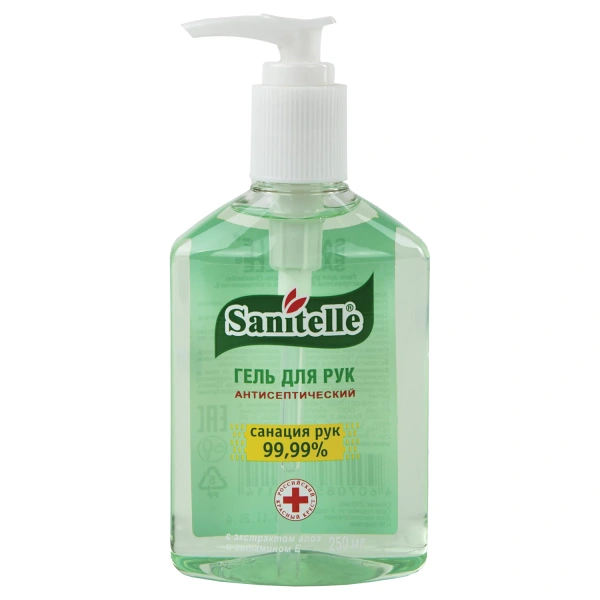Антисептик-гель для рук (спирт 66,2%) 250мл SANITELLE (Санитель), Алоэ, дозатор, 600664 Честный знак!