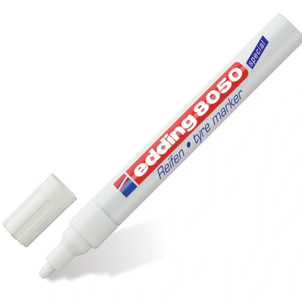 Маркер для шин и резины EDDING 8050, 2-4мм, БЕЛЫЙ, круглый наконечник, Е-8050/49 E-8050/49 150594
