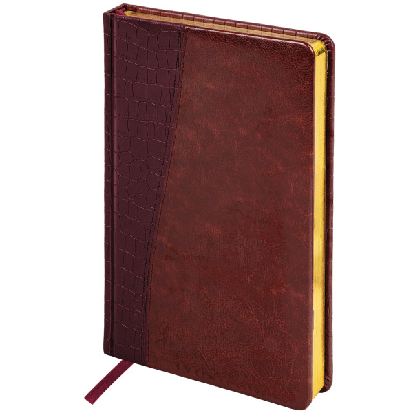 Ежедневник недатированный А5 138х213мм BRAUBERG Cayman под кожу, 160л, коричневый/коричневый, 125084