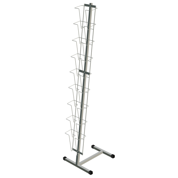 Стойка напольная для рек. материалов (161х41х39 см), на 9 лотков А4, сетчатая, К010, белая, 1829  290126