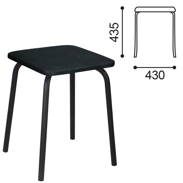 Табурет РС01-03, черный каркас, черный кожзам 201,РС.01/03-201-01 531130