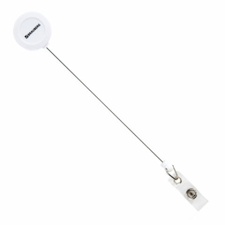 Бейдж вертикальный (90х60 мм), с держателем-рулеткой 70 см, белый, BRAUBERG, 238243 - МСК «Форвард»