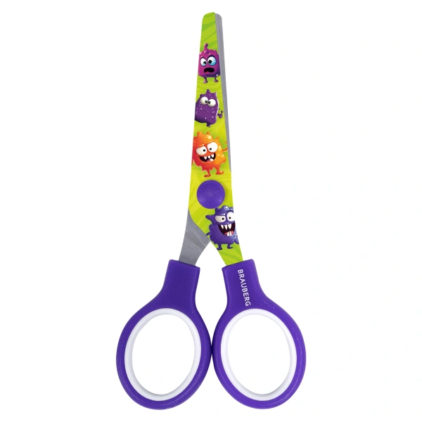 Ножницы 130 мм, сиреневые, с цветной печатью "Милые монстры", BRAUBERG CUTE MONSTERS, 238958 - МСК «Форвард»