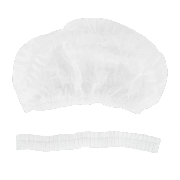 Шапочка-берет Шарлотта "Плиссе" белая КОМПЛЕКТ 125 шт. спанбонд 15 г/м2, ГЕКСА 630959