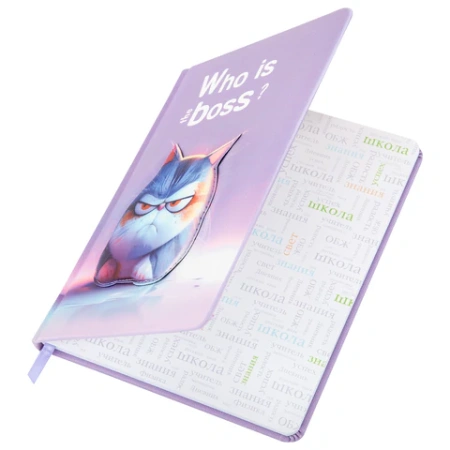 Дневник 1-11 класс 48 л., обложка кожзам (твердая с поролон), 3D-элемент, BRAUBERG, "Суровый кот", 107221 - МСК «Форвард»